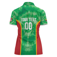 Lithuania Tie Dye Basketball Custom Women Polo Shirt Lietuva Skeleton Green - Wonder Print Shop
