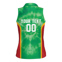 Lithuania Tie Dye Basketball Custom Women Sleeveless Polo Shirt Lietuva Skeleton Green - Wonder Print Shop