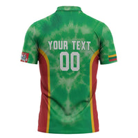 Lithuania Tie Dye Basketball Custom Zipper Polo Shirt Lietuva Skeleton Green - Wonder Print Shop