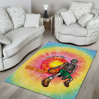 Lithuania Basketball Custom Area Rug 100th Anniversary Skeleton Colorful Tie Dye - Wonder Print Shop