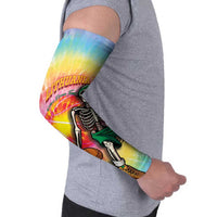 Lithuania Basketball Custom Arm Sleeves 100th Anniversary Skeleton Colorful Tie Dye - Wonder Print Shop