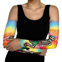 Lithuania Basketball Custom Arm Sleeves 100th Anniversary Skeleton Colorful Tie Dye - Wonder Print Shop