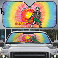 Lithuania Basketball Custom Auto Sun Shade 100th Anniversary Skeleton Colorful Tie Dye - Wonder Print Shop