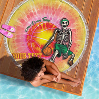 Lithuania Basketball Custom Beach Blanket 100th Anniversary Skeleton Colorful Tie Dye - Wonder Print Shop