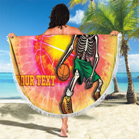 Lithuania Basketball Custom Beach Blanket 100th Anniversary Skeleton Colorful Tie Dye - Wonder Print Shop