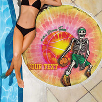 Lithuania Basketball Custom Beach Blanket 100th Anniversary Skeleton Colorful Tie Dye - Wonder Print Shop