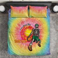 Lithuania Basketball Custom Bedding Set 100th Anniversary Skeleton Colorful Tie Dye - Wonder Print Shop