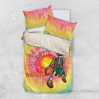 Lithuania Basketball Custom Bedding Set 100th Anniversary Skeleton Colorful Tie Dye - Wonder Print Shop