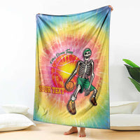 Lithuania Basketball Custom Blanket 100th Anniversary Skeleton Colorful Tie Dye - Wonder Print Shop