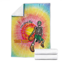 Lithuania Basketball Custom Blanket 100th Anniversary Skeleton Colorful Tie Dye - Wonder Print Shop