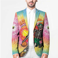 Lithuania Basketball Custom Blazer 100th Anniversary Skeleton Colorful Tie Dye - Wonder Print Shop