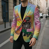Lithuania Basketball Custom Blazer 100th Anniversary Skeleton Colorful Tie Dye - Wonder Print Shop