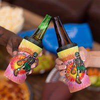 Lithuania Basketball Custom 4 in 1 Can Cooler Tumbler 100th Anniversary Skeleton Colorful Tie Dye - Wonder Print Shop