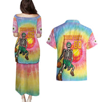 Lithuania Basketball Custom Couples Matching Puletasi and Hawaiian Shirt 100th Anniversary Skeleton Colorful Tie Dye - Wonder Print Shop