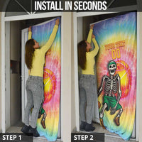 Lithuania Basketball Custom Door Cover 100th Anniversary Skeleton Colorful Tie Dye - Wonder Print Shop