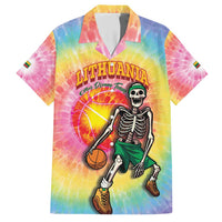 Lithuania Basketball Custom Family Matching Short Sleeve Bodycon Dress and Hawaiian Shirt 100th Anniversary Skeleton Colorful Tie Dye - Wonder Print Shop