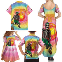 Lithuania Basketball Custom Family Matching Summer Maxi Dress and Hawaiian Shirt 100th Anniversary Skeleton Colorful Tie Dye - Wonder Print Shop