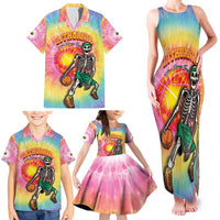 Lithuania Basketball Custom Family Matching Tank Maxi Dress and Hawaiian Shirt 100th Anniversary Skeleton Colorful Tie Dye - Wonder Print Shop