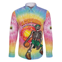 Lithuania Basketball Custom Family Matching Tank Maxi Dress and Hawaiian Shirt 100th Anniversary Skeleton Colorful Tie Dye - Wonder Print Shop