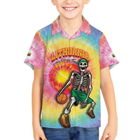 Lithuania Basketball Custom Hawaiian Shirt 100th Anniversary Skeleton Colorful Tie Dye - Wonder Print Shop
