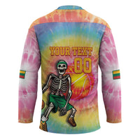 Lithuania Basketball Custom Hockey Jersey 100th Anniversary Skeleton Colorful Tie Dye - Wonder Print Shop