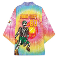 Lithuania Basketball Custom Kimono 100th Anniversary Skeleton Colorful Tie Dye - Wonder Print Shop