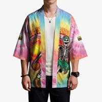 Lithuania Basketball Custom Kimono 100th Anniversary Skeleton Colorful Tie Dye - Wonder Print Shop