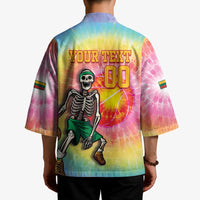 Lithuania Basketball Custom Kimono 100th Anniversary Skeleton Colorful Tie Dye - Wonder Print Shop