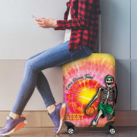 Lithuania Basketball Custom Luggage Cover 100th Anniversary Skeleton Colorful Tie Dye - Wonder Print Shop