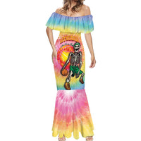 Lithuania Basketball Custom Mermaid Dress 100th Anniversary Skeleton Colorful Tie Dye - Wonder Print Shop