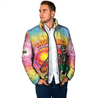 Lithuania Basketball Custom Padded Jacket 100th Anniversary Skeleton Colorful Tie Dye - Wonder Print Shop