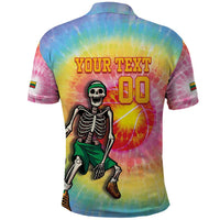 Lithuania Basketball Custom Polo Shirt 100th Anniversary Skeleton Colorful Tie Dye - Wonder Print Shop