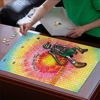 Lithuania Basketball Custom Puzzle 100th Anniversary Skeleton Colorful Tie Dye - Wonder Print Shop