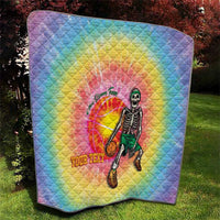 Lithuania Basketball Custom Quilt 100th Anniversary Skeleton Colorful Tie Dye - Wonder Print Shop