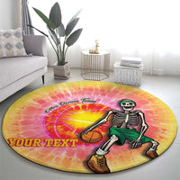 Lithuania Basketball Custom Round Carpet 100th Anniversary Skeleton Colorful Tie Dye - Wonder Print Shop