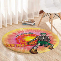 Lithuania Basketball Custom Round Carpet 100th Anniversary Skeleton Colorful Tie Dye - Wonder Print Shop