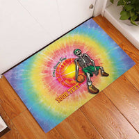 Lithuania Basketball Custom Rubber Doormat 100th Anniversary Skeleton Colorful Tie Dye - Wonder Print Shop