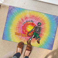 Lithuania Basketball Custom Rubber Doormat 100th Anniversary Skeleton Colorful Tie Dye - Wonder Print Shop