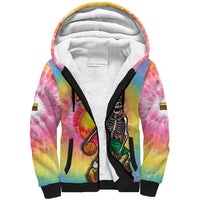 Lithuania Basketball Custom Sherpa Hoodie 100th Anniversary Skeleton Colorful Tie Dye - Wonder Print Shop