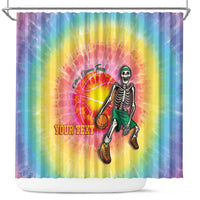 Lithuania Basketball Custom Shower Curtain 100th Anniversary Skeleton Colorful Tie Dye - Wonder Print Shop