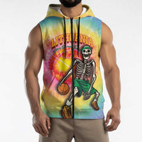 Lithuania Basketball Custom Sleeveless Zip Hoodie 100th Anniversary Skeleton Colorful Tie Dye - Wonder Print Shop