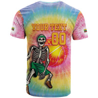 Lithuania Basketball Custom T Shirt 100th Anniversary Skeleton Colorful Tie Dye - Wonder Print Shop