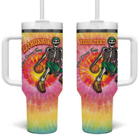 Lithuania Basketball Custom Tumbler With Handle 100th Anniversary Skeleton Colorful Tie Dye - Wonder Print Shop