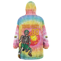 Lithuania Basketball Custom Wearable Blanket Hoodie 100th Anniversary Skeleton Colorful Tie Dye - Wonder Print Shop