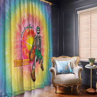 Lithuania Basketball Custom Window Curtain 100th Anniversary Skeleton Colorful Tie Dye - Wonder Print Shop