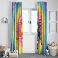 Lithuania Basketball Custom Window Curtain 100th Anniversary Skeleton Colorful Tie Dye - Wonder Print Shop