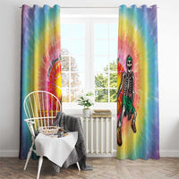 Lithuania Basketball Custom Window Curtain 100th Anniversary Skeleton Colorful Tie Dye - Wonder Print Shop