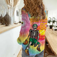 Lithuania Basketball Custom Women Casual Shirt 100th Anniversary Skeleton Colorful Tie Dye - Wonder Print Shop