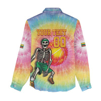 Lithuania Basketball Custom Women Casual Shirt 100th Anniversary Skeleton Colorful Tie Dye - Wonder Print Shop