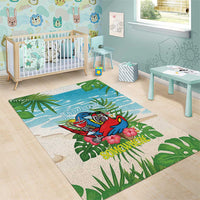 Guyana Christmas Area Rug Chilling Macaw It's 5 o'clock Somewhere - Wonder Print Shop
